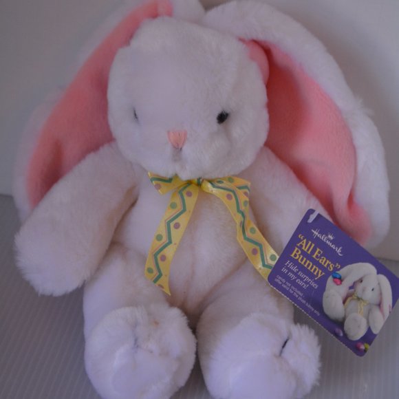 NWT Hallmark All Ears Plush Easter Bunny Rabbit Surprise Pockets 8" Cuddle Toy - Picture 11 of 12